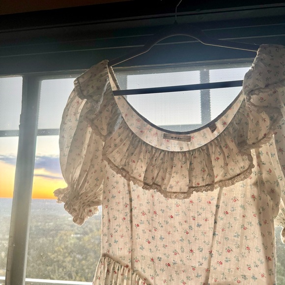 ✨Last Chance💋🧊🍧DÔEN ‘Blume’ Ramie Spring Parc Monceau Floral Ruffle Dress XXS - Picture 3 of 16